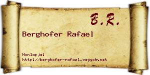 Berghofer Rafael névjegykártya